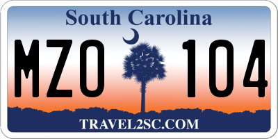 SC license plate MZO104