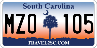SC license plate MZO105