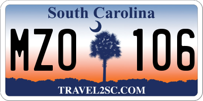 SC license plate MZO106
