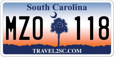 SC license plate MZO118