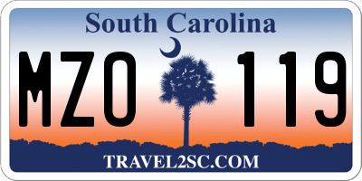 SC license plate MZO119