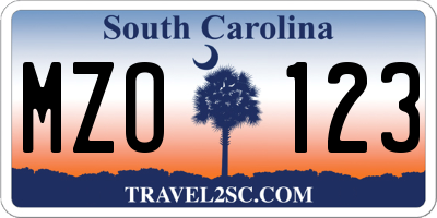 SC license plate MZO123