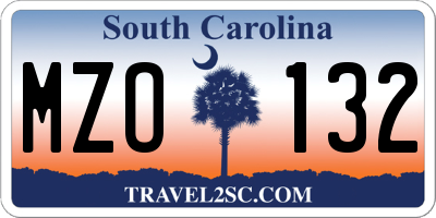 SC license plate MZO132
