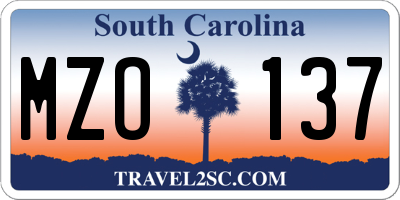 SC license plate MZO137