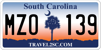SC license plate MZO139