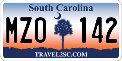 SC license plate MZO142