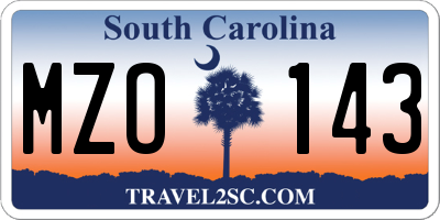 SC license plate MZO143