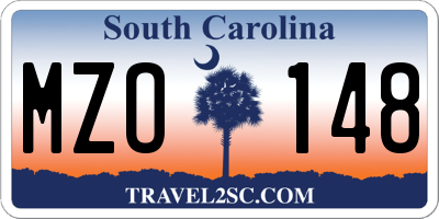 SC license plate MZO148
