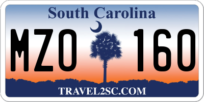 SC license plate MZO160