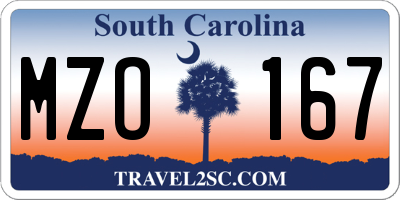 SC license plate MZO167
