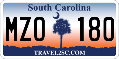 SC license plate MZO180