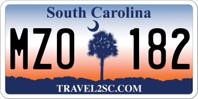 SC license plate MZO182
