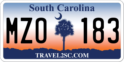 SC license plate MZO183