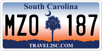 SC license plate MZO187