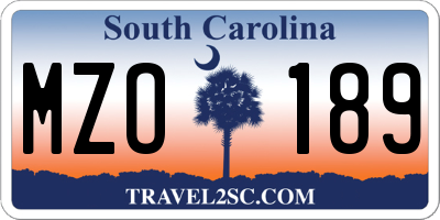 SC license plate MZO189