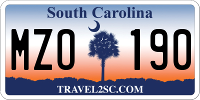 SC license plate MZO190