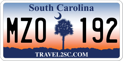 SC license plate MZO192
