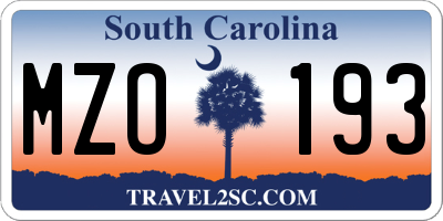 SC license plate MZO193