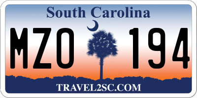SC license plate MZO194