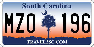 SC license plate MZO196