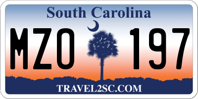 SC license plate MZO197