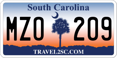 SC license plate MZO209