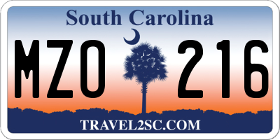 SC license plate MZO216