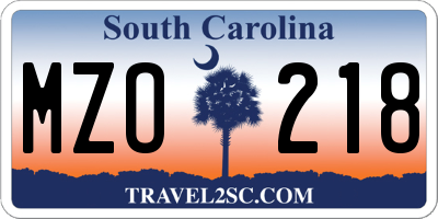 SC license plate MZO218