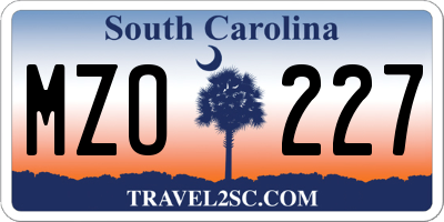 SC license plate MZO227