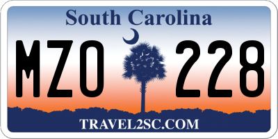 SC license plate MZO228