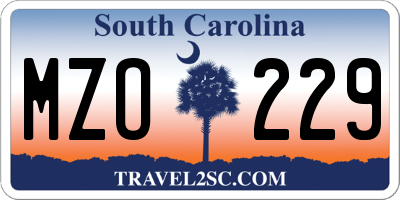 SC license plate MZO229