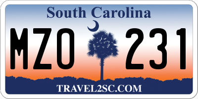SC license plate MZO231