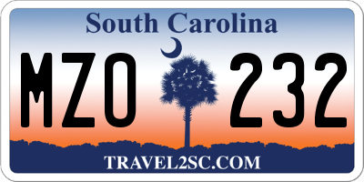 SC license plate MZO232