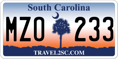 SC license plate MZO233