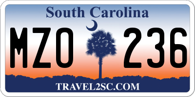 SC license plate MZO236