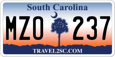 SC license plate MZO237