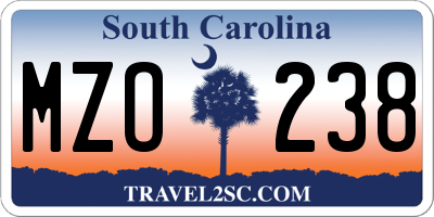 SC license plate MZO238