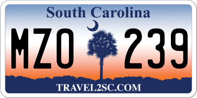 SC license plate MZO239