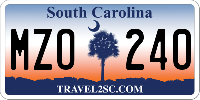 SC license plate MZO240