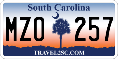SC license plate MZO257