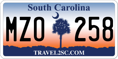 SC license plate MZO258
