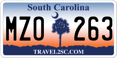 SC license plate MZO263