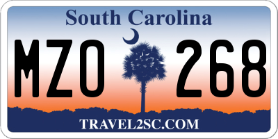 SC license plate MZO268