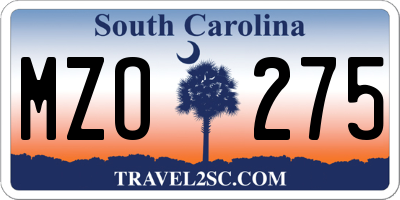 SC license plate MZO275