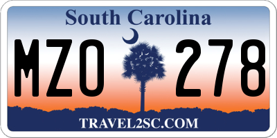 SC license plate MZO278