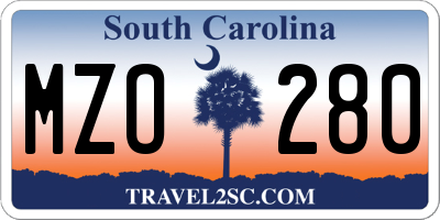 SC license plate MZO280