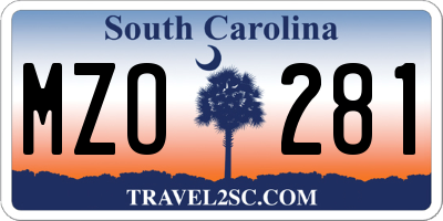 SC license plate MZO281