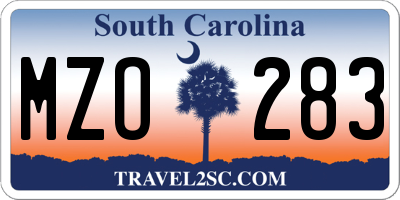 SC license plate MZO283
