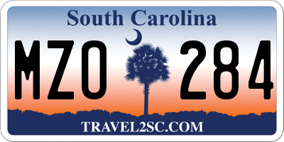 SC license plate MZO284