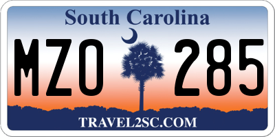 SC license plate MZO285
